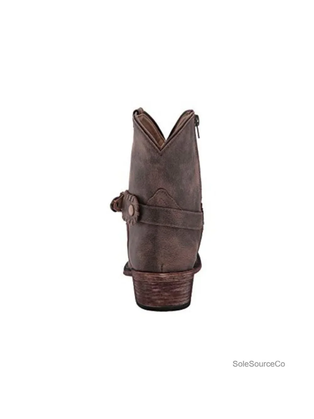 Faux Leather Western Ankle Bootie with Buckle and Whipstitching